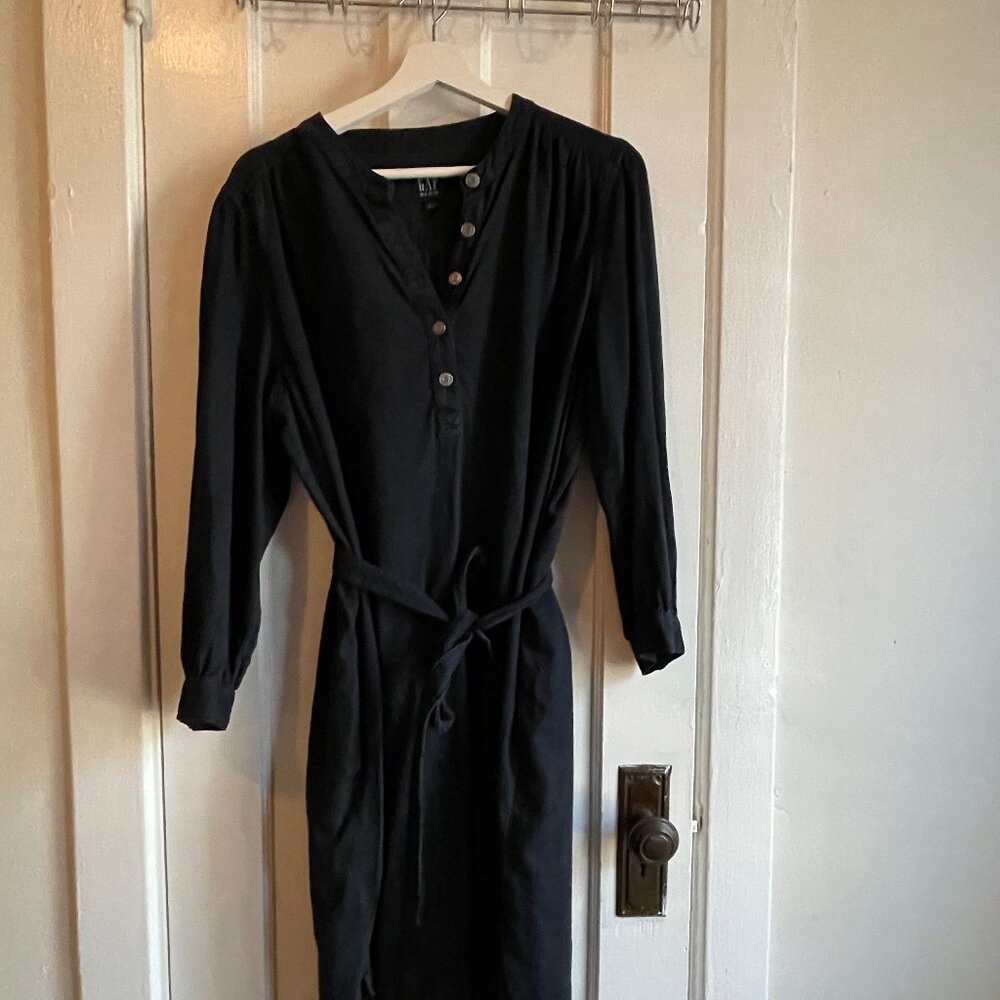 Gap denim dress - high button-down collar, 3/4 sleeves size XL